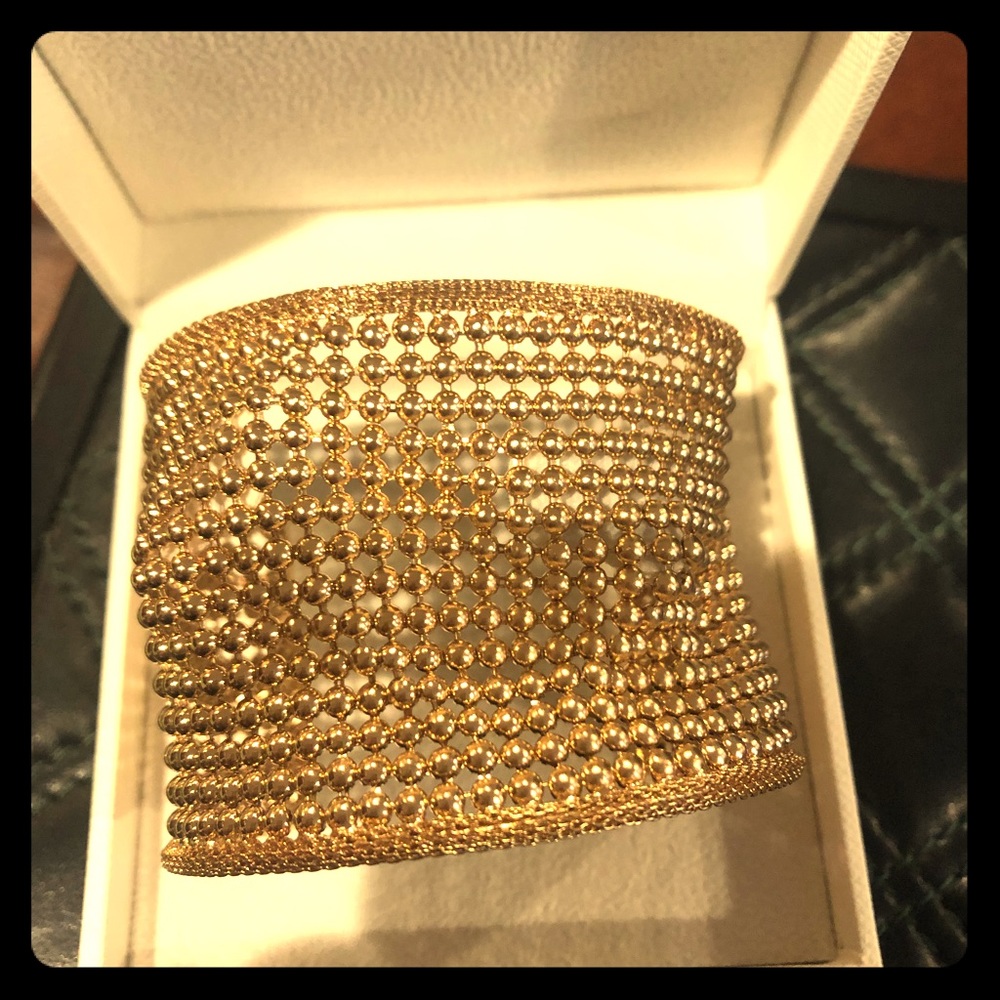 Gold Flexible cuff with beaded design